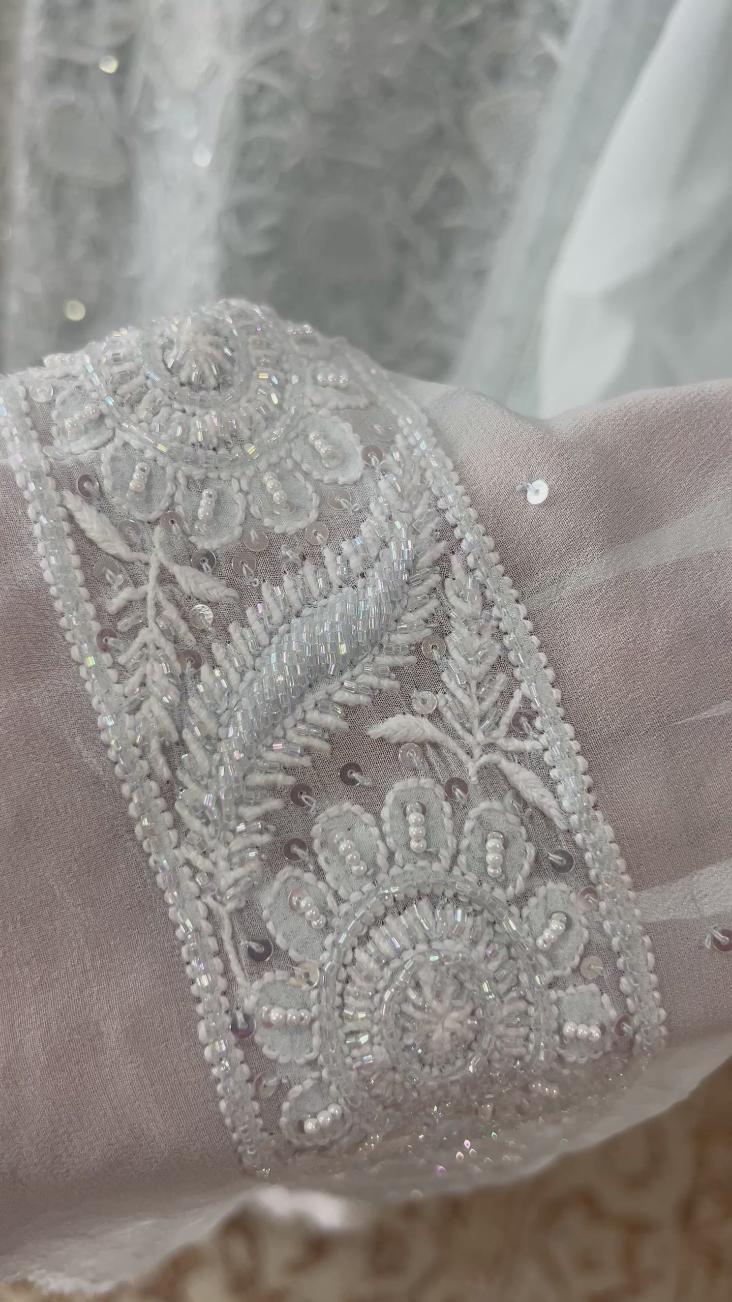 Suhaan Powder Blue Chikankari pearl sequins kurta and dupatta
